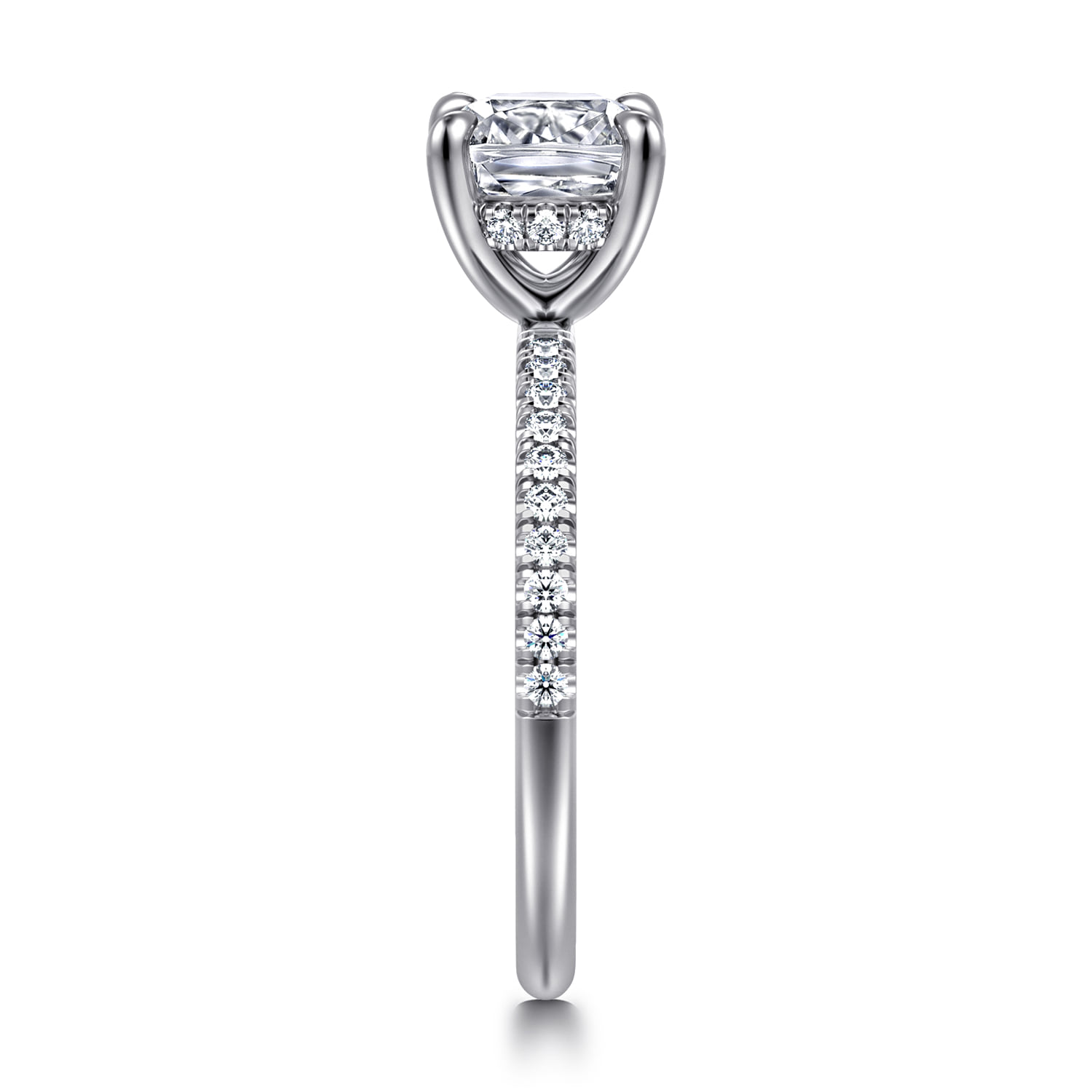 Cushion Diamond Engagement Ring in 14K White Gold, photograph 4