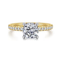 Stasia - 14K White-Yellow Gold Cushion Cut Diamond Engagement Ring
