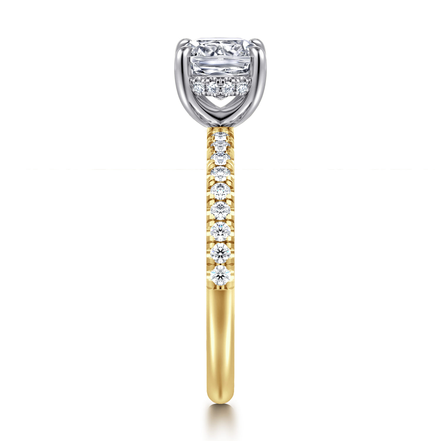 Cushion Diamond Engagement Ring in 14K White/Yellow Gold, photograph 4
