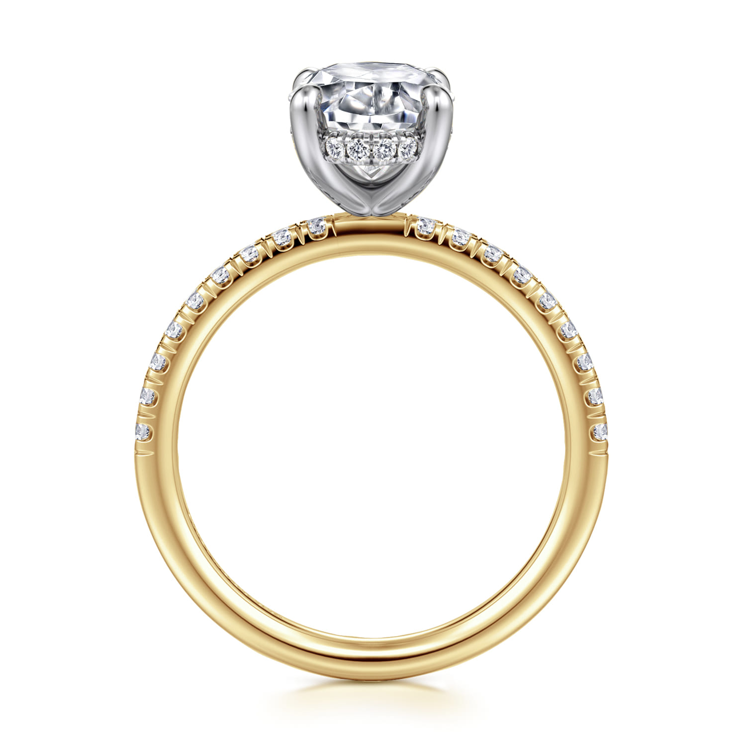 Oval Diamond Engagement Ring in 14K White/Yellow Gold, photograph 2