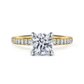 Stasia - 14K White-Yellow Gold Round Cut Diamond Engagement Ring
