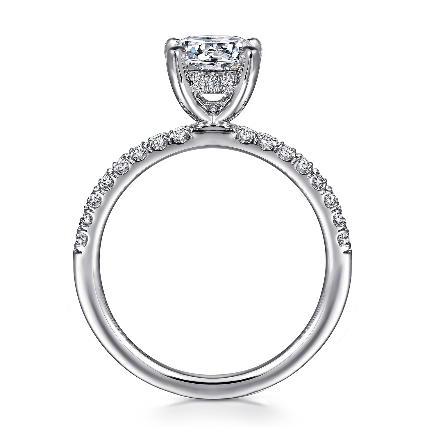 Round Diamond Engagement Ring in 14K White Gold, photograph 2
