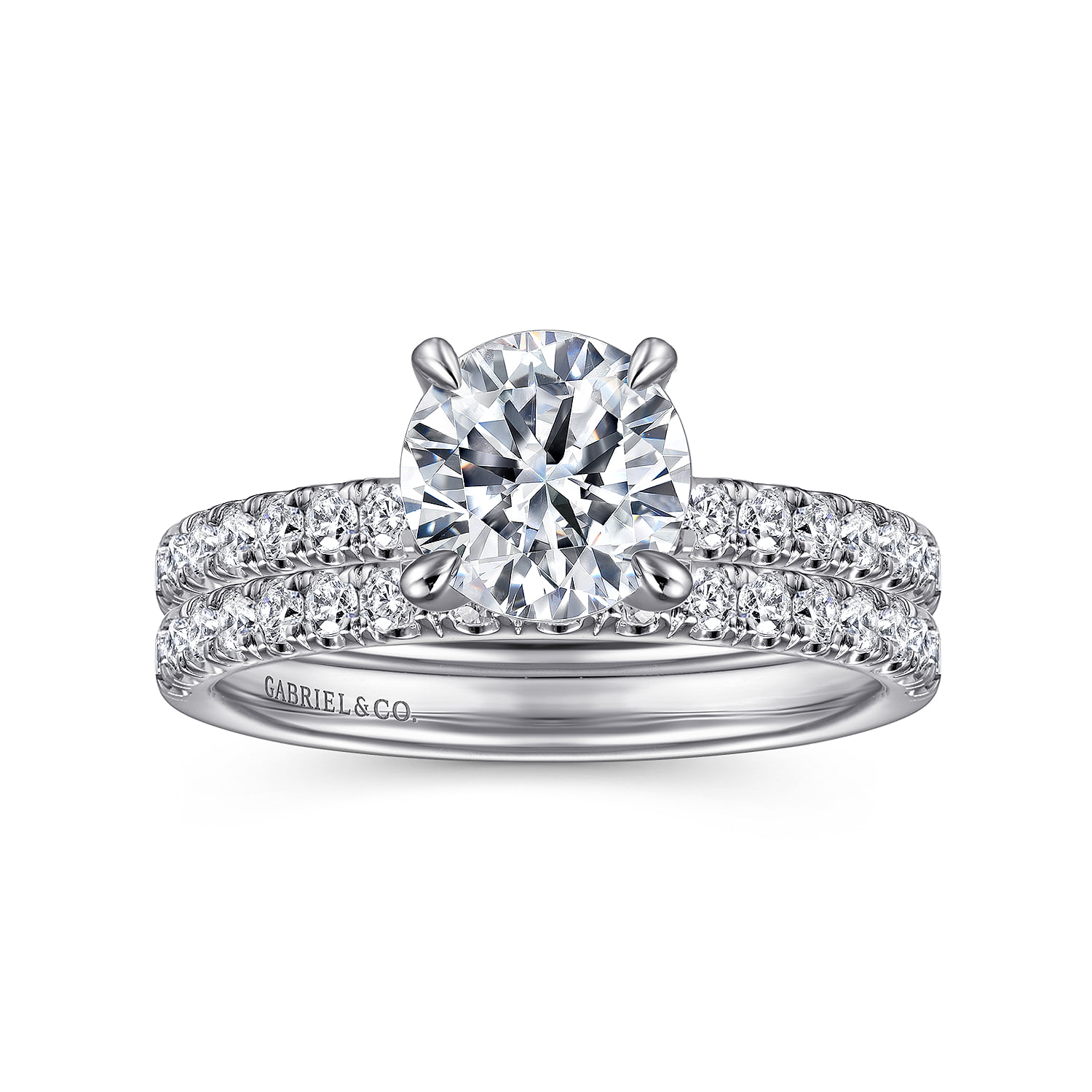 Round Diamond Engagement Ring in 14K White Gold, photograph 4
