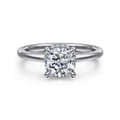 Rainah - 14K White Gold Hidden Halo Cushion Diamond Engagement Ring