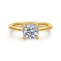 Rainah - 18K Yellow Gold Cushion Cut Diamond Engagement Ring