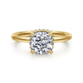 Rainah - 14K Yellow Gold Cushion Diamond Engagement Ring