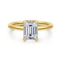 Rainah - 14K Yellow Gold Emerald Cut Diamond Engagement Ring