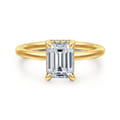 Rainah - 18K Yellow Gold Emerald Cut Diamond Engagement Ring
