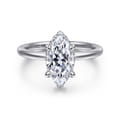 Rainah - 14K White Gold Hidden Halo Marquise Shape Diamond Engagement Ring
