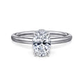 Rainah - 14K White Gold Hidden Halo Oval Diamond Engagement Ring