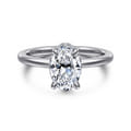 Rainah - 14K White Gold Hidden Halo Oval Diamond Engagement Ring