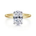 Rainah - 14K White and Yellow Gold Oval Diamond Engagement Ring