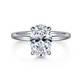 Rainah - 14K White Gold Hidden Halo Oval Diamond Engagement Ring