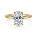 Rainah - 14K Yellow Gold Hidden Halo Oval Diamond Engagement Ring
