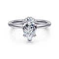 Rainah - 14K White Gold Hidden Halo Pear Shape Diamond Engagement Ring