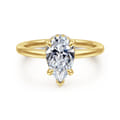 Rainah - 14K Yellow Gold Pear Shape Diamond Engagement Ring