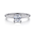 Ady - 14K White Gold Cushion Hidden Halo Diamond Engagement Ring