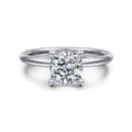 Ady - 14K White Gold Hidden Halo Cushion Diamond Engagement Ring