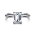 Ady - 14K White Gold Hidden Halo Emerald Cut Diamond Engagement Ring
