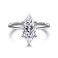 Ady - 14K White Gold Hidden Halo Marquise Shape Diamond Engagement Ring