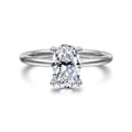Ady - 14K White Gold Hidden Halo Oval Diamond Engagement Ring