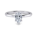 Ady - 14K White Gold Hidden Halo Pear Shape Diamond Engagement Ring