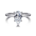 Ady - 14K White Gold Hidden Halo Pear Shape Diamond Engagement Ring