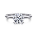 Ady - 14K White Gold Hidden Halo Round Diamond Engagement Ring