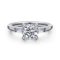 Acacia - 14K White Gold Cushion Cut Three Stone Diamond Engagement Ring