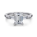 Acacia - 14K White Gold Emerald Cut Three Stone Diamond Engagement Ring