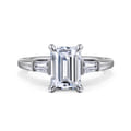 Acacia - 14K White Gold Emerald Cut Three Stone Diamond Engagement Ring