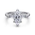 Acacia - 14K White Gold Marquise Shape Three Stone Diamond Engagement Ring