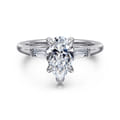 Acacia - 14K White Gold Pear Shape Three Stone Diamond Engagement Ring