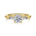 Acacia - 14K Yellow Gold Round Three Stone Diamond Engagement Ring