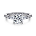 Acacia - 14K White Gold Round Three Stone Diamond Engagement Ring