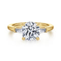 Acacia - 14K Yellow Gold Three Stone Round Diamond Engagement Ring