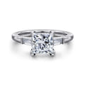 Acacia - 14K White Gold Princess Cut Three Stone Diamond Engagement Ring
