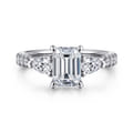 Abina - 14K White Gold Emerald Cut Three Stone Diamond Engagement Ring