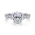Abina - 14K White Gold Oval Three Stone Diamond Engagement Ring