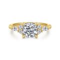 Avah - 14K Yellow Gold Cushion Cut Diamond Cluster Engagement Ring