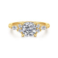 Avah - 18K Yellow Gold Cushion Cut Diamond Cluster Engagement Ring