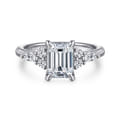 Avah - 14K White Gold Emerald Cut Diamond Cluster Engagement Ring