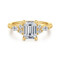 Avah - 18K Yellow Gold Emerald Cut Diamond Cluster Engagement Ring