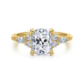 Avah - 14K Yellow Gold Elongated Cushion Diamond Cluster Engagement Ring