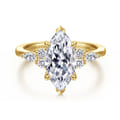Avah - 14K Yellow Gold Marquise Diamond Cluster Engagement Ring