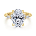 14K Yellow Gold Oval Diamond Cluster Engagement Ring