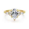Avah - 14K Yellow Gold Pear Shape Diamond Cluster Engagement Ring