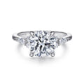 Avah - 14K White Gold Round Diamond Cluster Engagement Ring