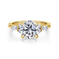 Avah - 14K Yellow Gold Round Diamond Cluster Engagement Ring