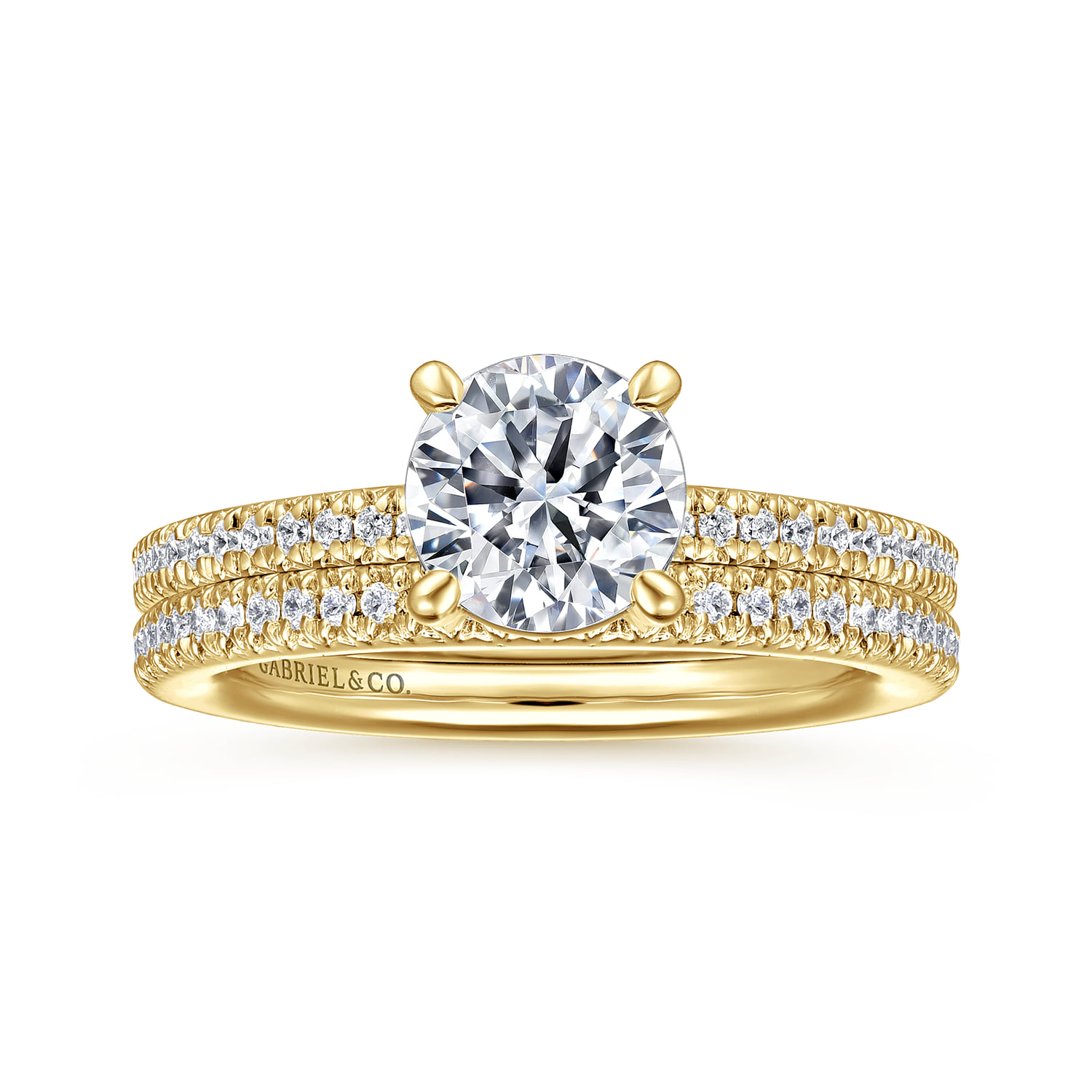 Round Diamond Engagement Ring in 14K Yellow Gold, photograph 4